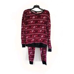 Harry Potter  HP Adult Pajama Set Red White Micro Fleece Size Large